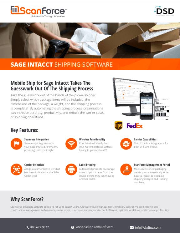 ScanForce Sage Intacct Warehouse Management DSD Business Systems