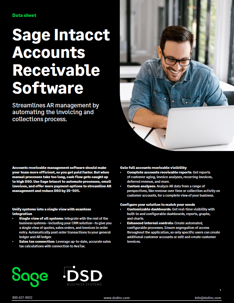 Sage Intacct Accounts Receivable Software Datasheet DSD Business Systems