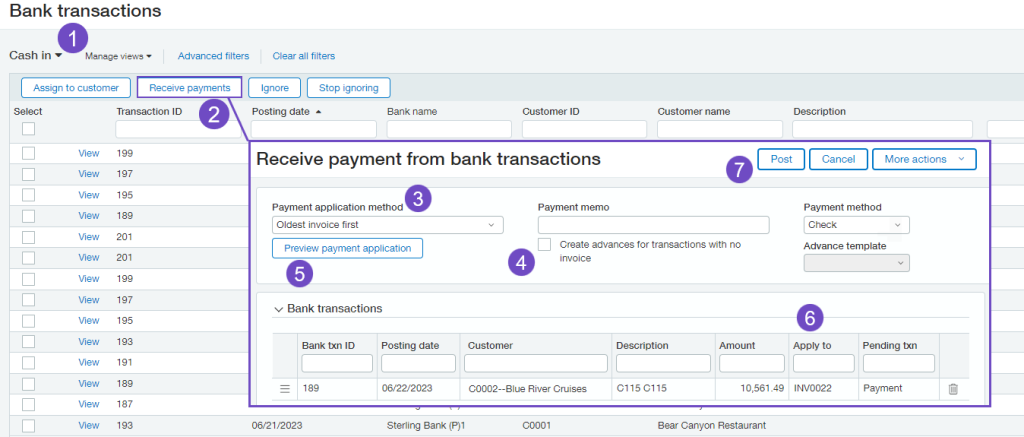 Sage Intacct Bank transaction assistant