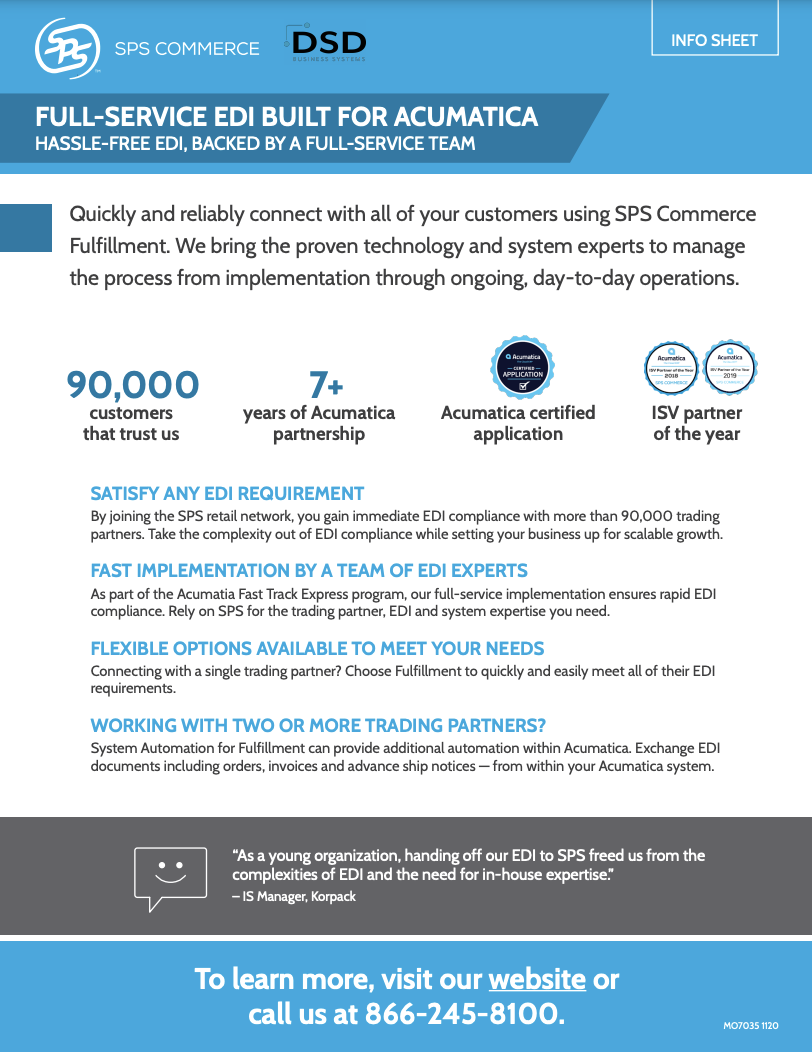 SPS Commerce Fulfillment for Acumatica