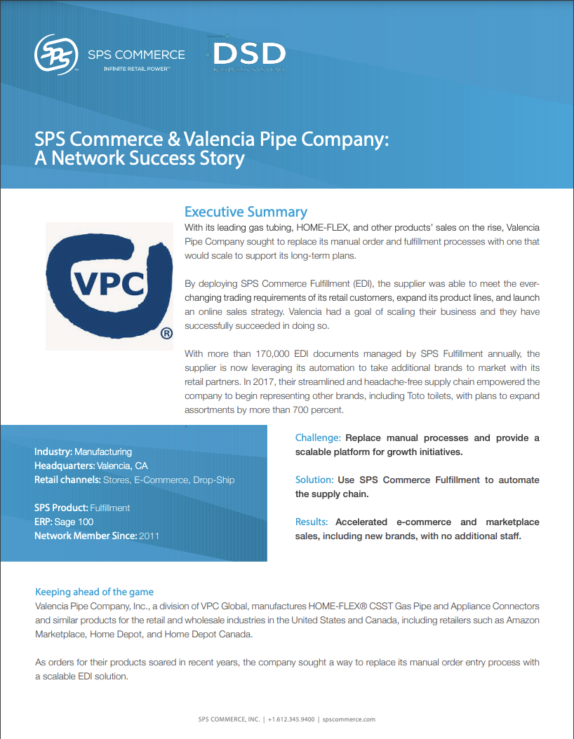 SPS Commerce & Valencia Pipe Company: SPS Commerce + Sage 100 A Network Success Story