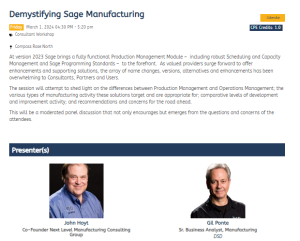 DSD Gil Consulting Workshop Demystifying Sage Manufacturing