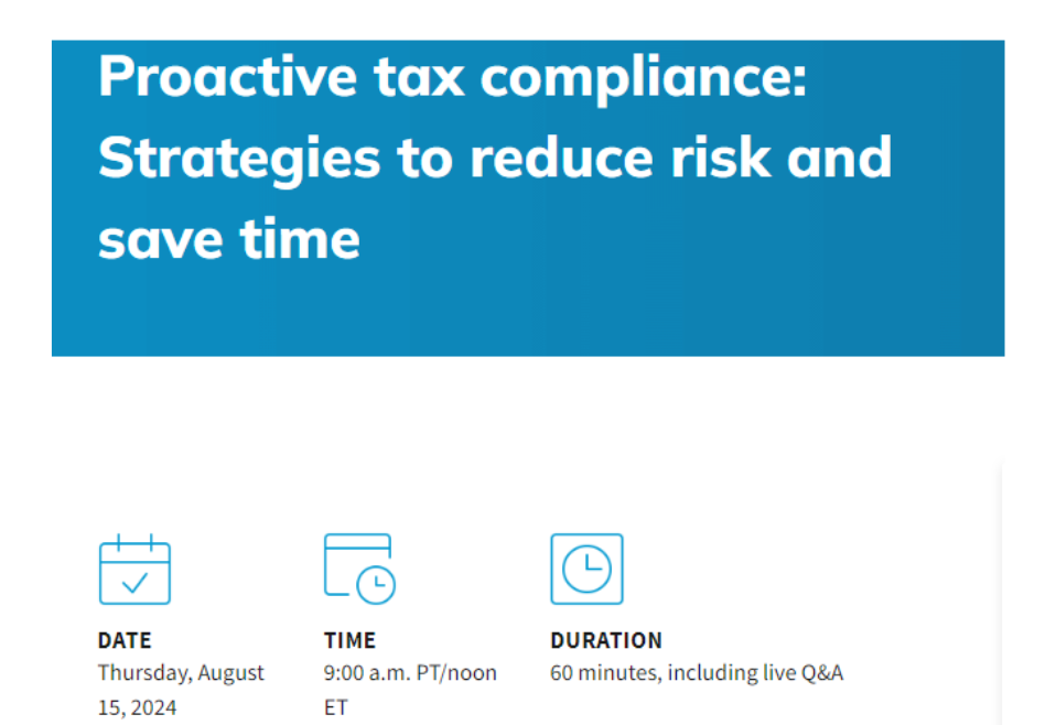 Avalara Webinar - Proactive tax compliance: Strategies to reduce risk and save time