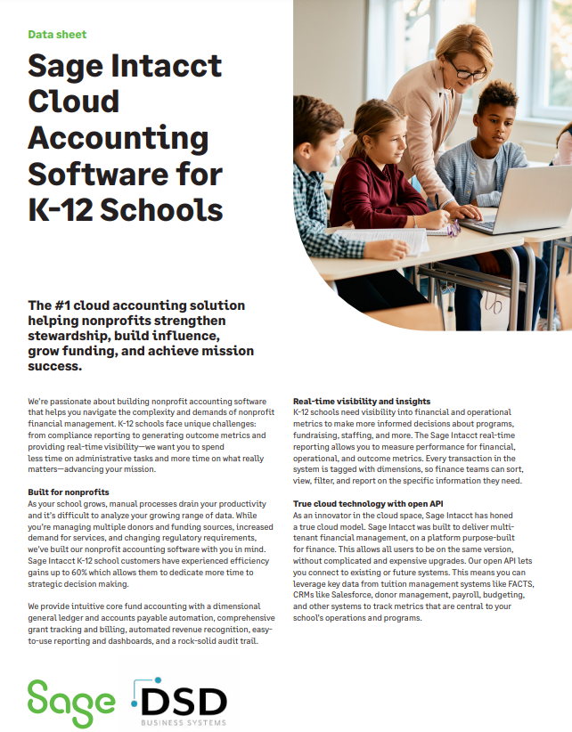 Sage Intacct Cloud Accounting Software for K-12 Schools