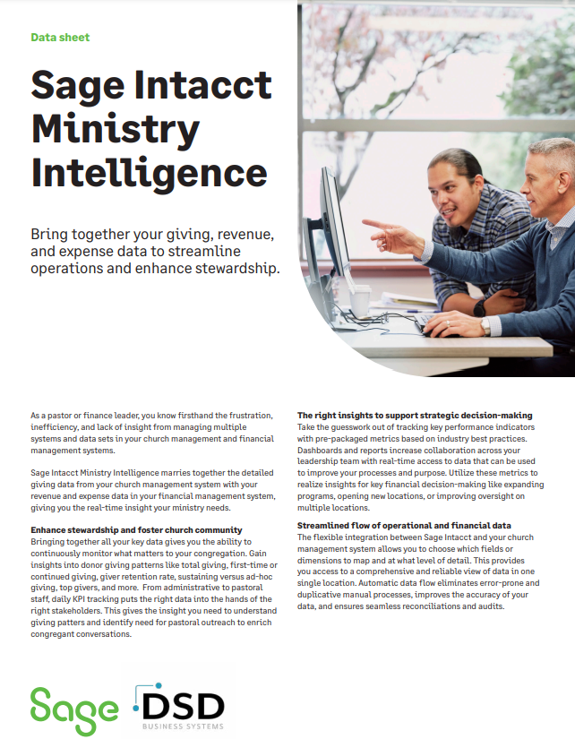 Sage Intacct Ministry Intelligence Datasheet