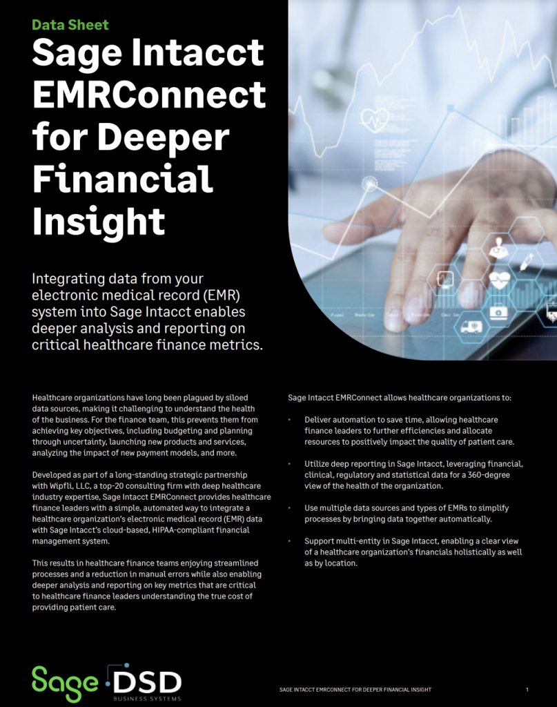 Sage Intacct EMRConnect Data sheet