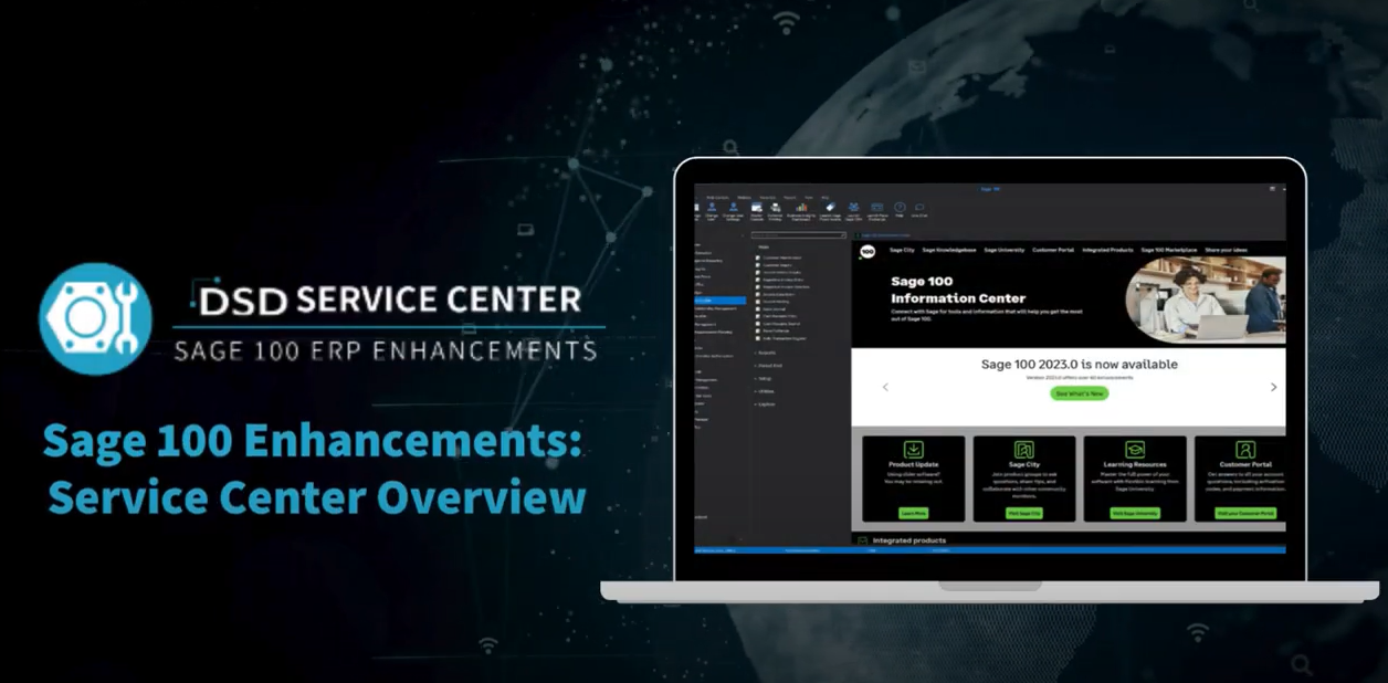 DSD Sage 100 Enhancements Service Center Overview