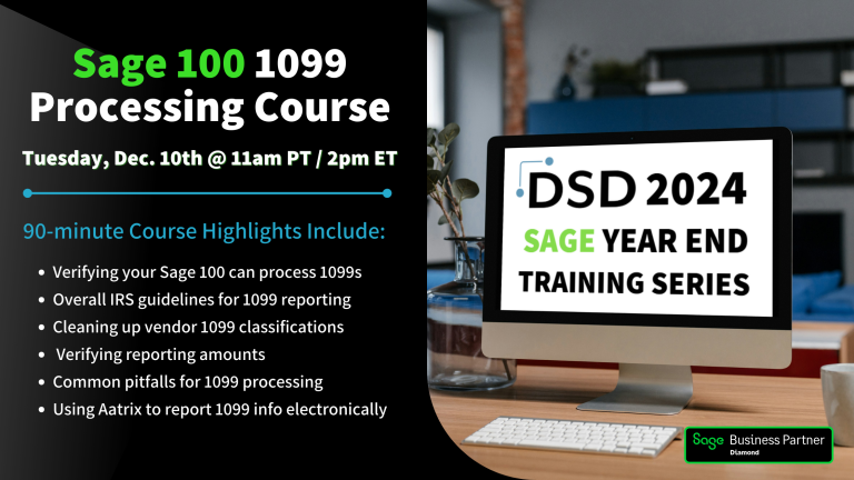 2024 DSD Sage Year End Training Series 1099 Processing