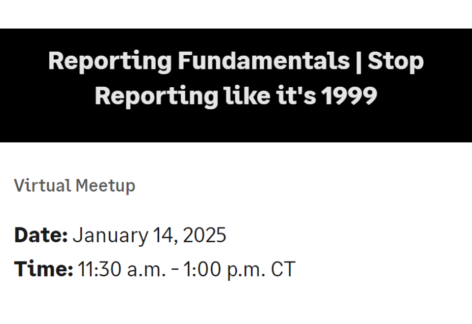 Reporting Fundamentals | Stop Reporting like it's 1999