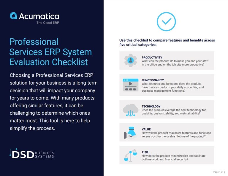 Acumatica Professional Services Edition Checklist