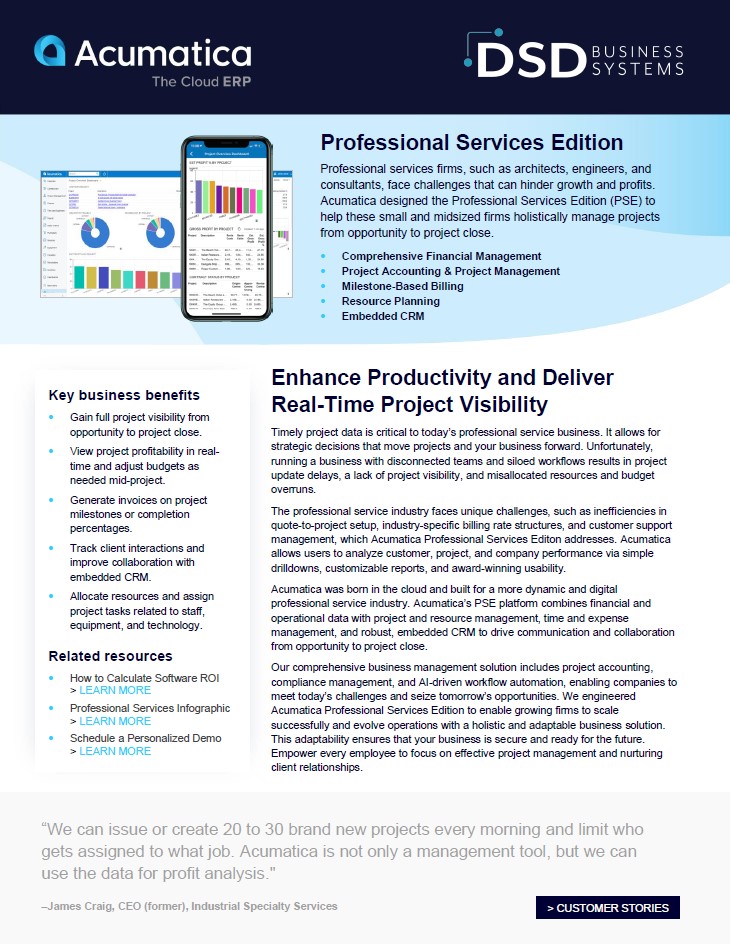 Acumatica Professional Services Edition