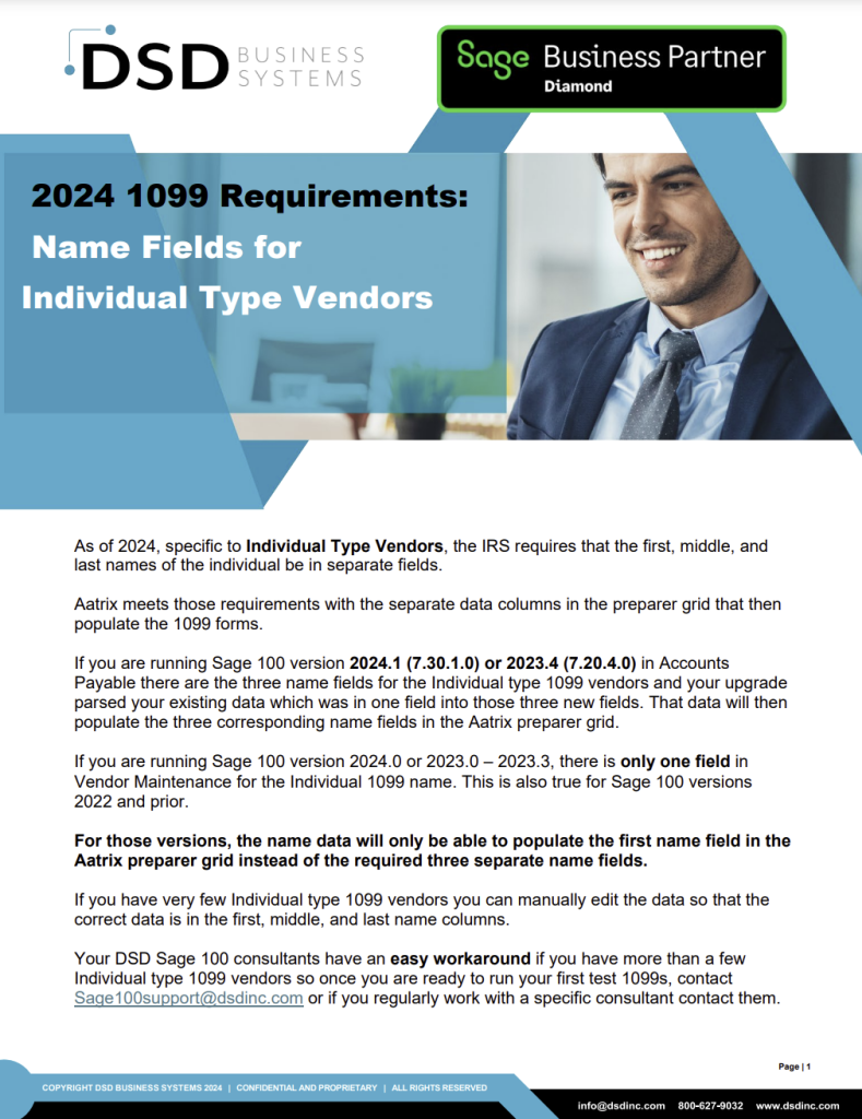 2024 1099 Requirements: Name Fields for Individual Type Vendors Guide