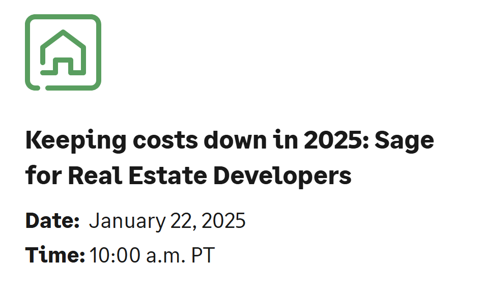 Keeping costs down in 2025: Sage for Real Estate Developers