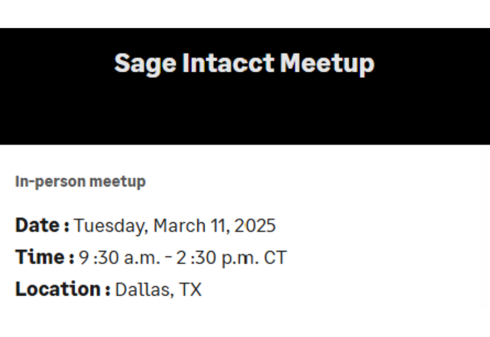 Sage Intacct Meetup